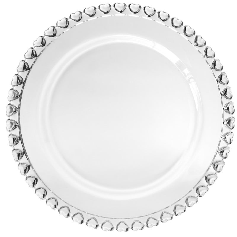 Talerzyki deserowe 19 cm i patera 28 cm szklane Altom Love serduszka zestaw 13 sztuk spodek na ciasto deser