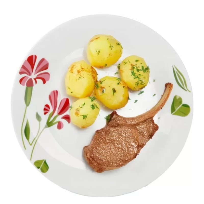Serwis obiadowy porcelana 18 elementów Bella Fiore zestaw talerzy dla 6 osób talerze w kompozycji kwiatowej