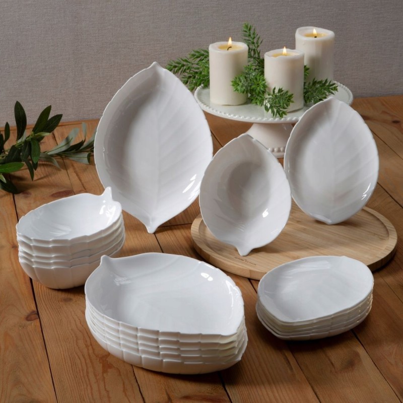 Serwis obiadowy 18 elementów Nocturn White szklane talerze zestaw talerzy dla 6 osób białe