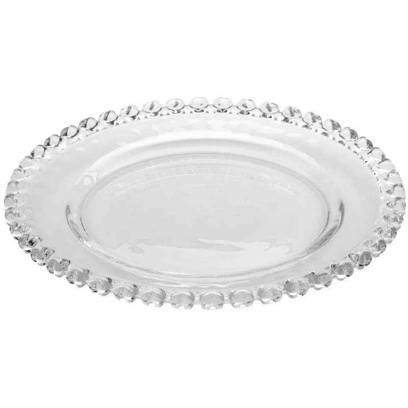 Patera 19 cm z pokrywą talerz szklany duży Altom Love serduszka na ciasto deser