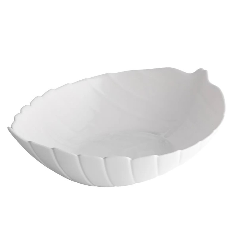 Salaterka 27 cm duża Nocturn White szklana duża miska liść