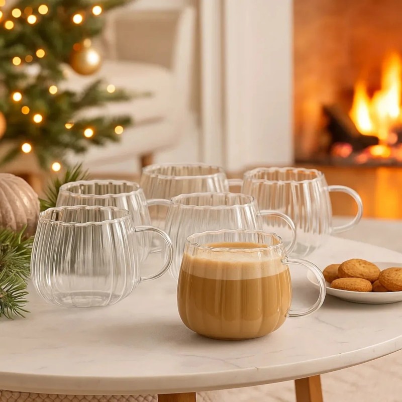 Szklanki kawy herbaty kubki 400ml eleganckie zestaw 6 szt Altom Design Bianca Linea