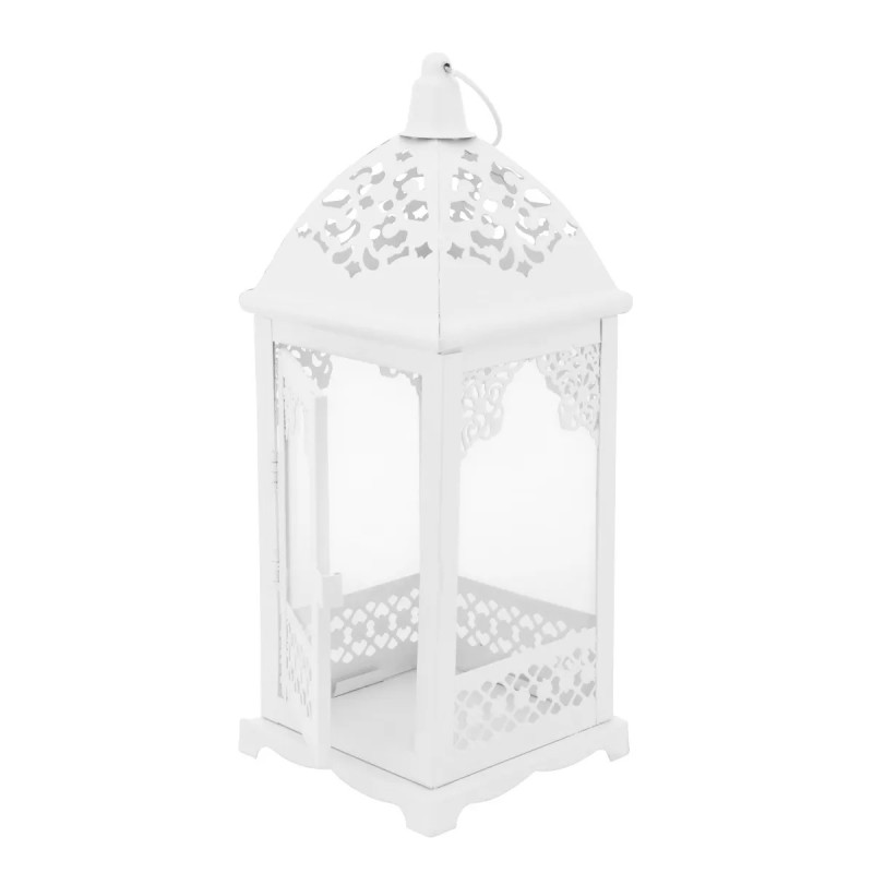 Lampiony latarnie ozdobne ażurowe 31/42 cm Altom Design latarenki metalowe białe zestaw 2 szt.