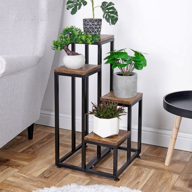 Kwietnik kaskadowy metalowy loft Vilde 4-poziomowy stojak na kwiaty i dekoracje