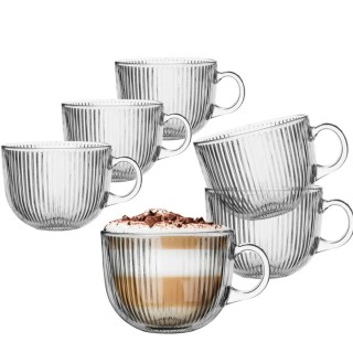Filiżanki z uchem do kawy latte 510 ml kubki ryflowane zestaw 6 szt Altom Design Selena