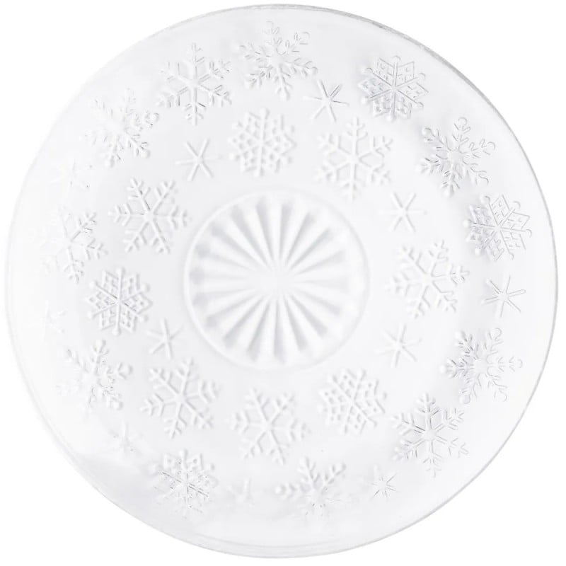 Talerzyki deserowe 17 cm szklane Altom Śnieżynki zestaw 12 sztuk spodek na ciasto deser