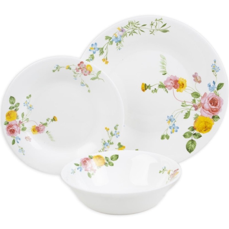 Zestaw obiadowy XXL Serwis obiadowy 18 elementów przyprawniki 24 elementy i naklejki 96 sztuk talerze ze słoiczkami do przypraw