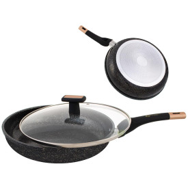 Patelnia marmurowa EdelHoff EH 6129 granitowa 20 cm indukcyjna z pokrywką