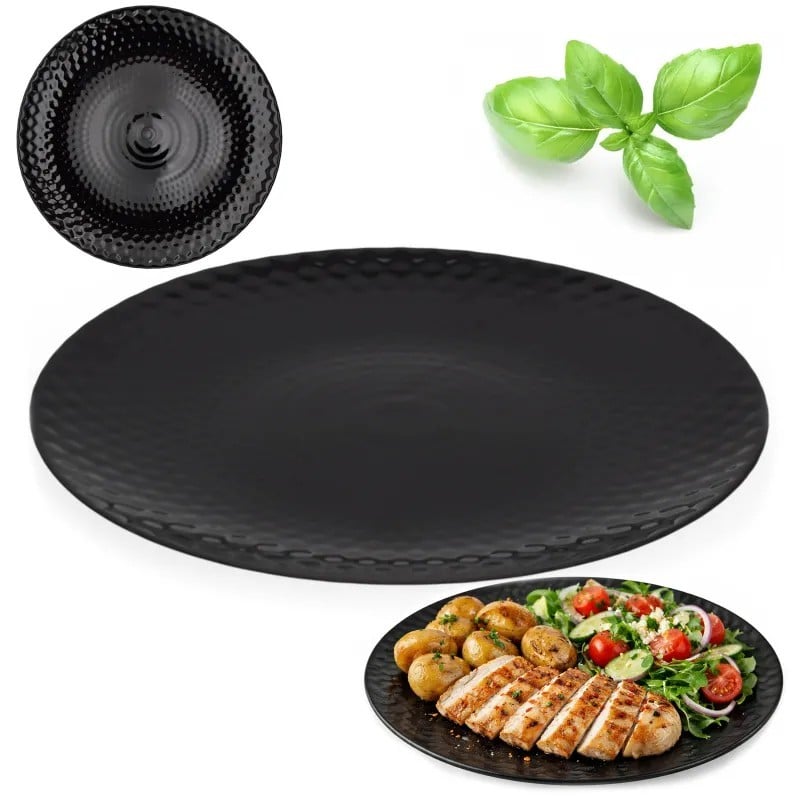 Serwis obiadowy GierekHoff Diamond 18 elementów czarne talerze dla 6 osób