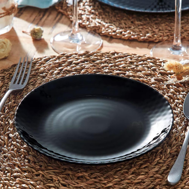 Serwis obiadowy GierekHoff Diamond 24 elementy czarne talerze salaterki dla 6 osób