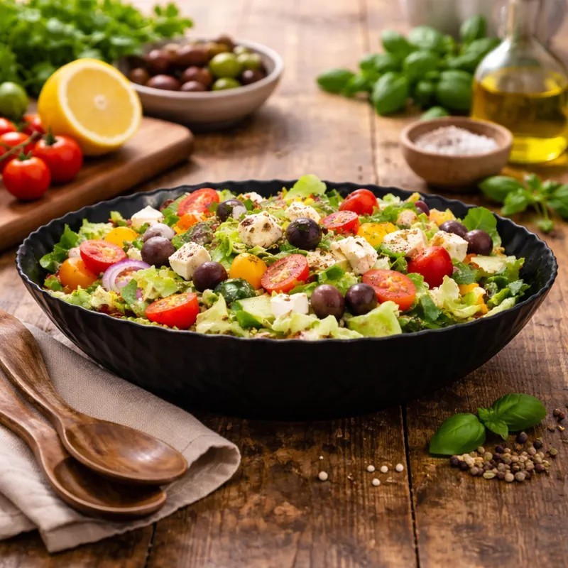 Serwis obiadowy GierekHoff Diamond 24 elementy czarne talerze salaterki dla 6 osób