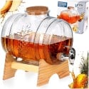 Beczka szklana słój z kranikiem 5 L ze stojakiem do whisky lemoniady napojów wody Vilde