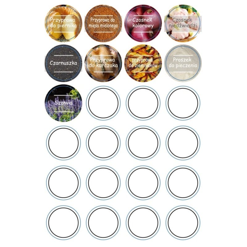 Naklejki na przyprawy etykiety na słoiki GierekHoff 96 sztuk