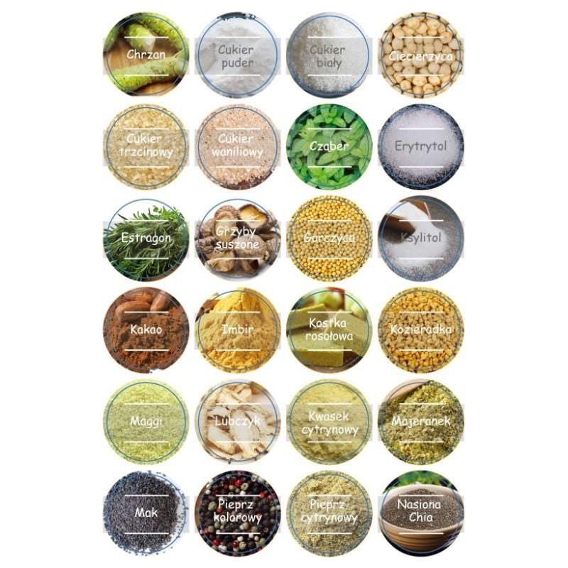Naklejki na przyprawy etykiety na słoiki GierekHoff 96 sztuk