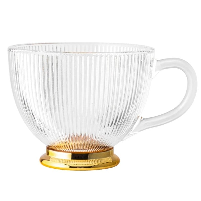 Filiżanki z uchem na złotej stopce do kawy i herbaty 430 ml zestaw 6 szt Altom Design Selena