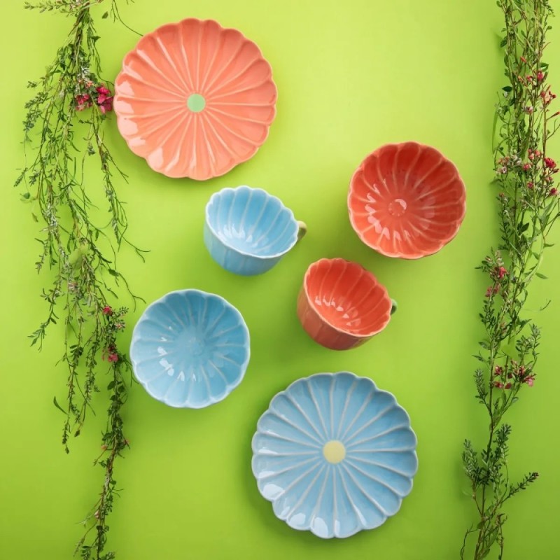 Filiżanka ceramiczna 350 ml Altom Kwiat jumbo do kawy herbaty błękitna