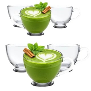 Klasyczne filiżanki do kawy i herbaty 420 ml szklane na stopce serwis kawowy Altom Design zestaw 6 szt