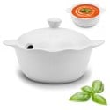 Waza porcelanowa z pokrywką biała do zup 2.4 L okrągła TRAGAR