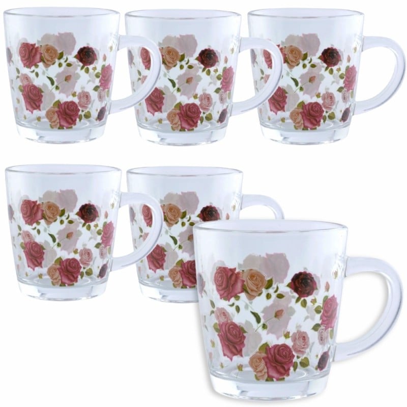 Kubki szklane 350 ml Altom Róża zestaw 6 sztuk szklanka z uchwytem pudełko prezentowe