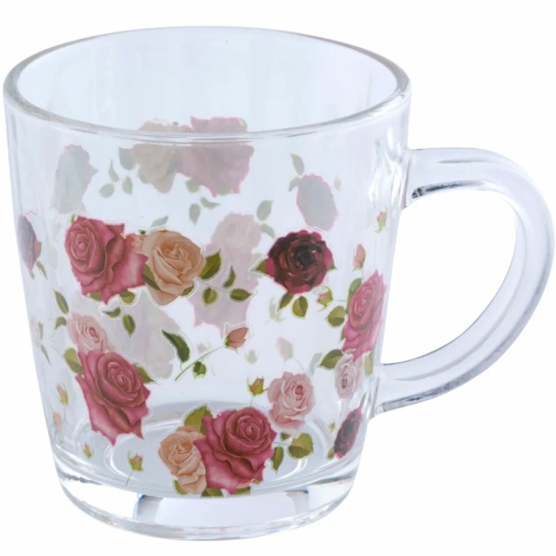 Kubki szklane 350 ml Altom Róża zestaw 6 sztuk szklanka z uchwytem pudełko prezentowe