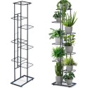 Kwietnik metalowy 142 cm czarny 8-poziomowy stojak na kwiaty i dekoracje Vilde