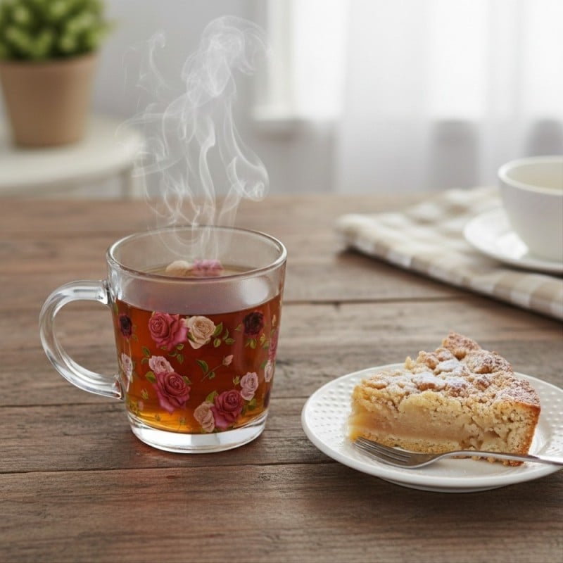 Kubek szklany 350 ml Altom Róża szklanka z uchwytem pudełko prezentowe