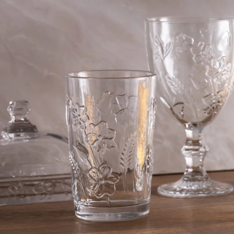 Szklanki 360 ml Altom Rosalie do soków napojów komplet 6 sztuk kwiatowy wzór