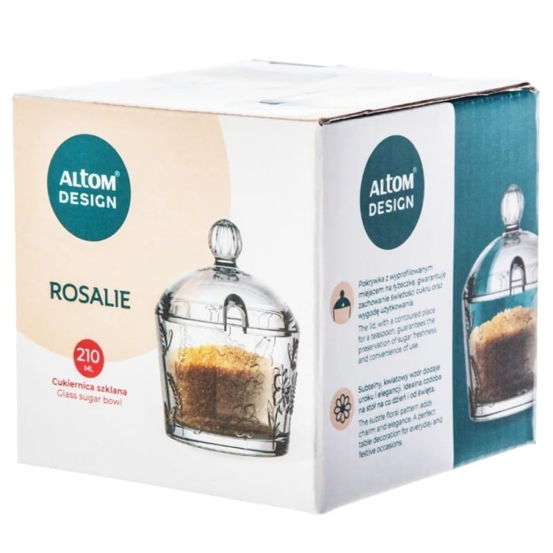 Zestaw kawowy mlecznik 200 ml i cukiernica szklana 200 ml Altom Rosalie kwiatowy wzór