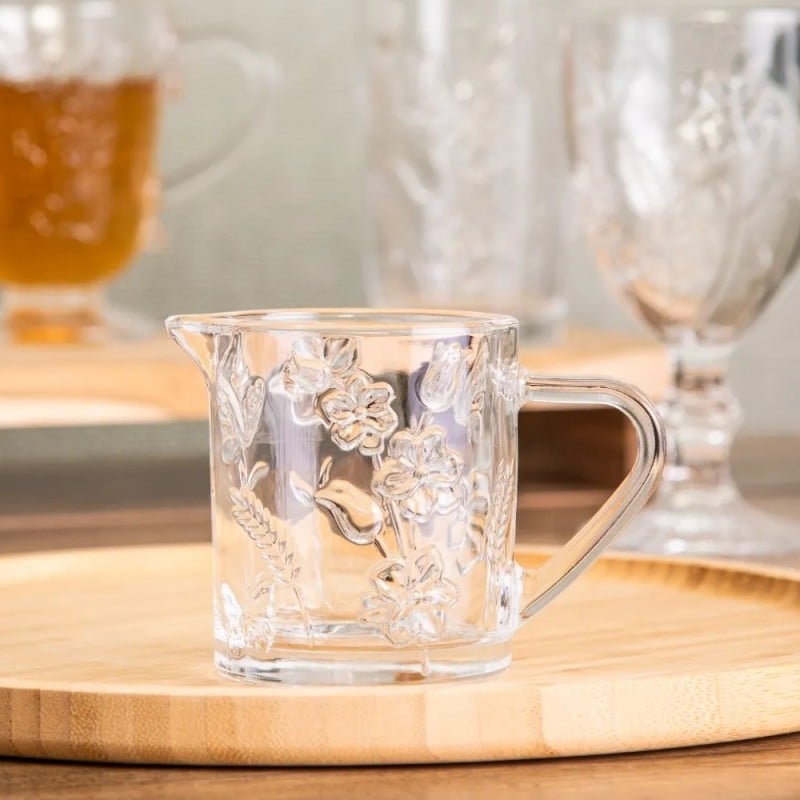 Zestaw kawowy mlecznik 200 ml i cukiernica szklana 200 ml Altom Rosalie kwiatowy wzór