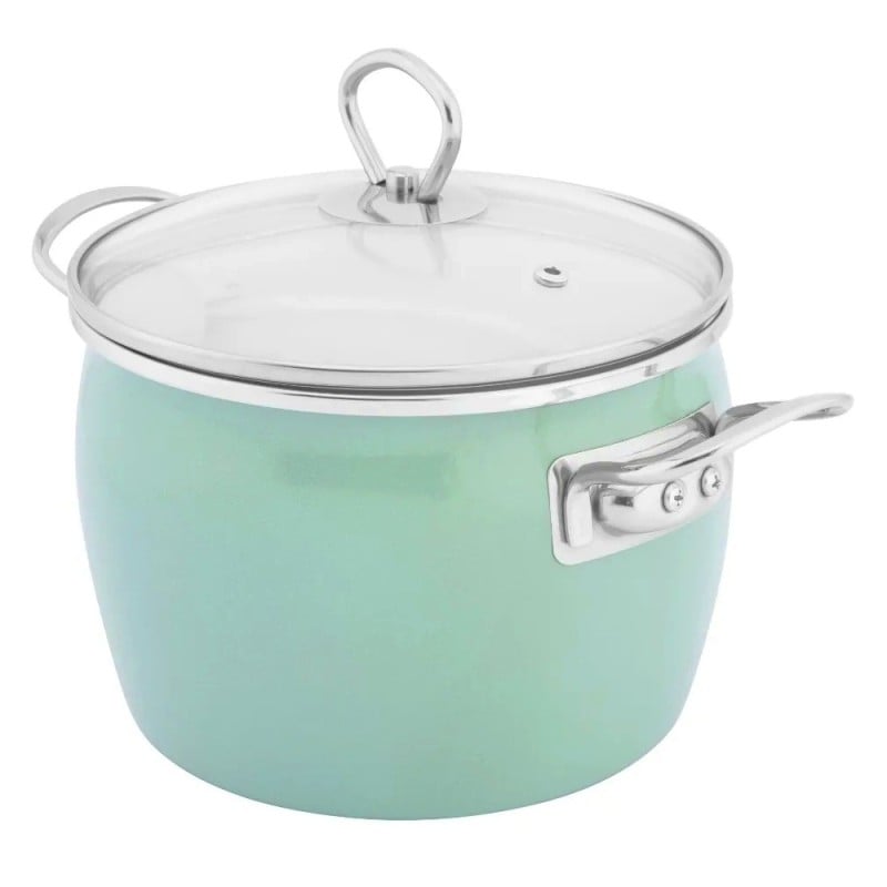 Garnki emaliowane z pokrywkami Altom Balbina zestaw 4 garnków emaliowanych zielone