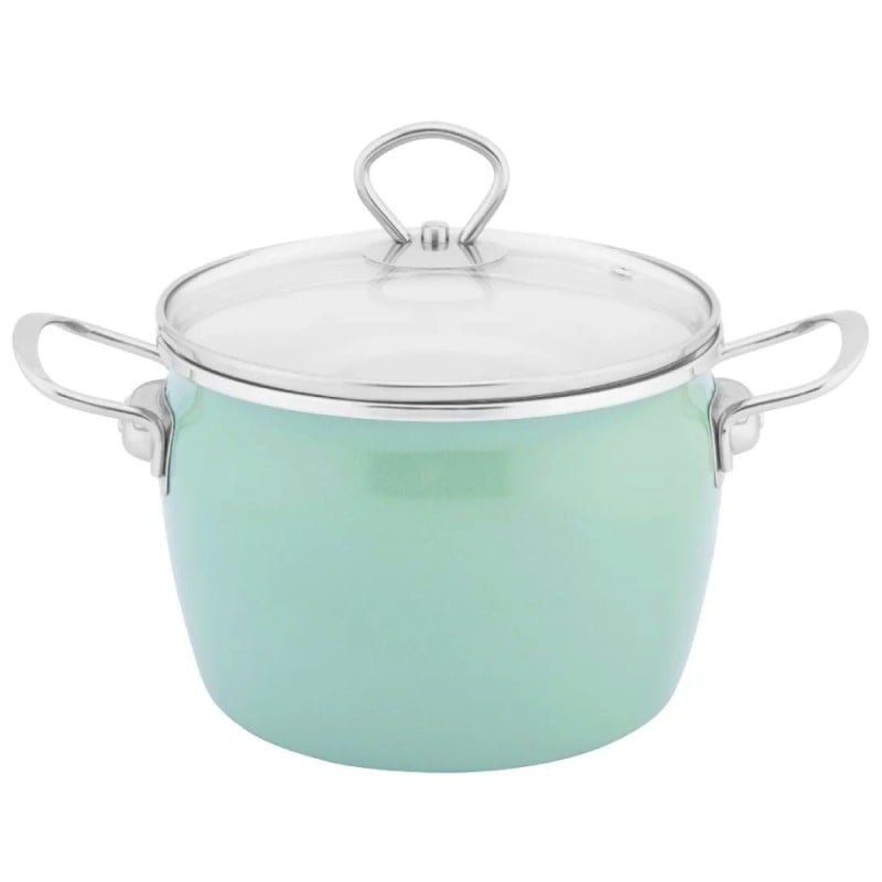 Garnki emaliowane z pokrywkami Altom Balbina zestaw 4 garnków emaliowanych zielone