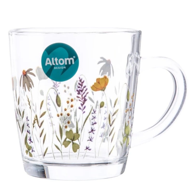 Kubek szklany 350 ml Altom Toronto polne kwiaty szklanka z uchwytem