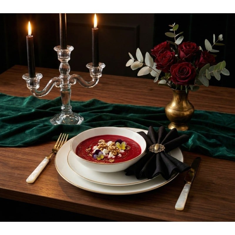 Serwis obiadowy porcelanowy GierekHoff Aurea 18 elementów zestaw talerzy dla 6 osób białe ze złotym paskiem 1219