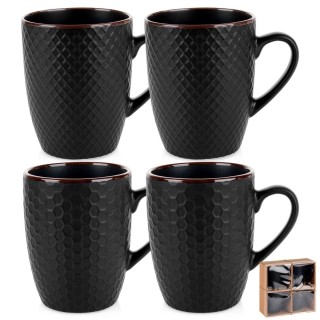 Kubki ceramiczne 400 ml zestaw 4 sztuk kubek z uchwytem pudełko prezentowe Vilde
