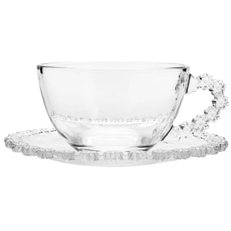 Filiżanka ze spodkiem do kawy i herbaty 200 ml szklana Altom Design Bloom