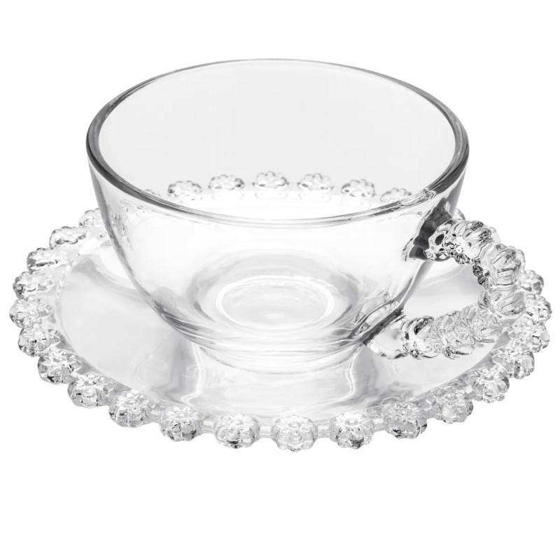 Filiżanka ze spodkiem do kawy i herbaty 200 ml szklana Altom Design Bloom