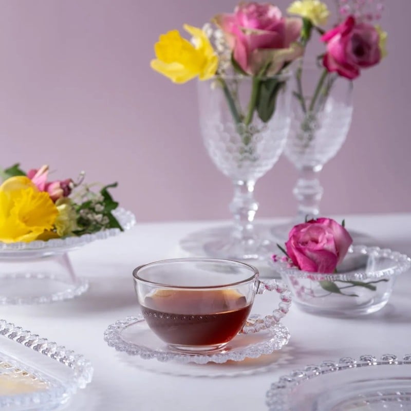 Filiżanka ze spodkiem do kawy i herbaty 200 ml szklana Altom Design Bloom