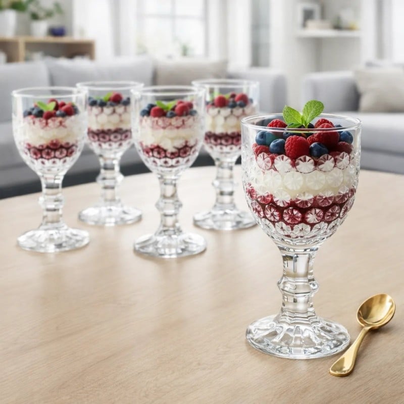 Szklanki kryształowe na stopce do napojów wody soku 340 ml zestaw 6 szt Altom Design Bloom