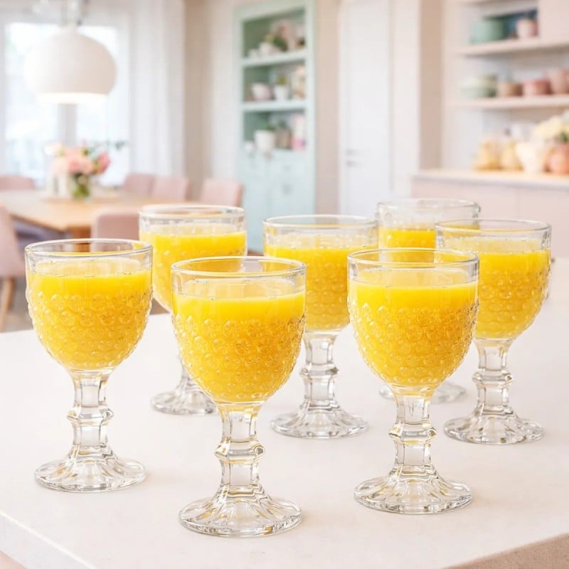 Szklanki kryształowe na stopce do napojów wody soku 340 ml zestaw 6 szt Altom Design Bloom