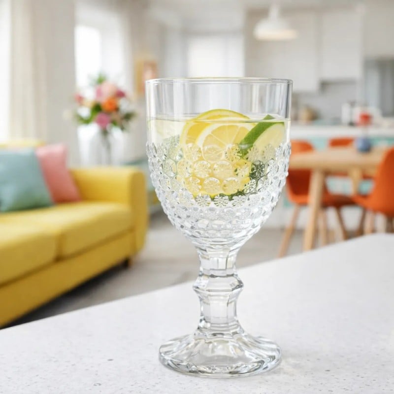 Szklanki kryształowe na stopce do napojów wody soku 340 ml zestaw 6 szt Altom Design Bloom