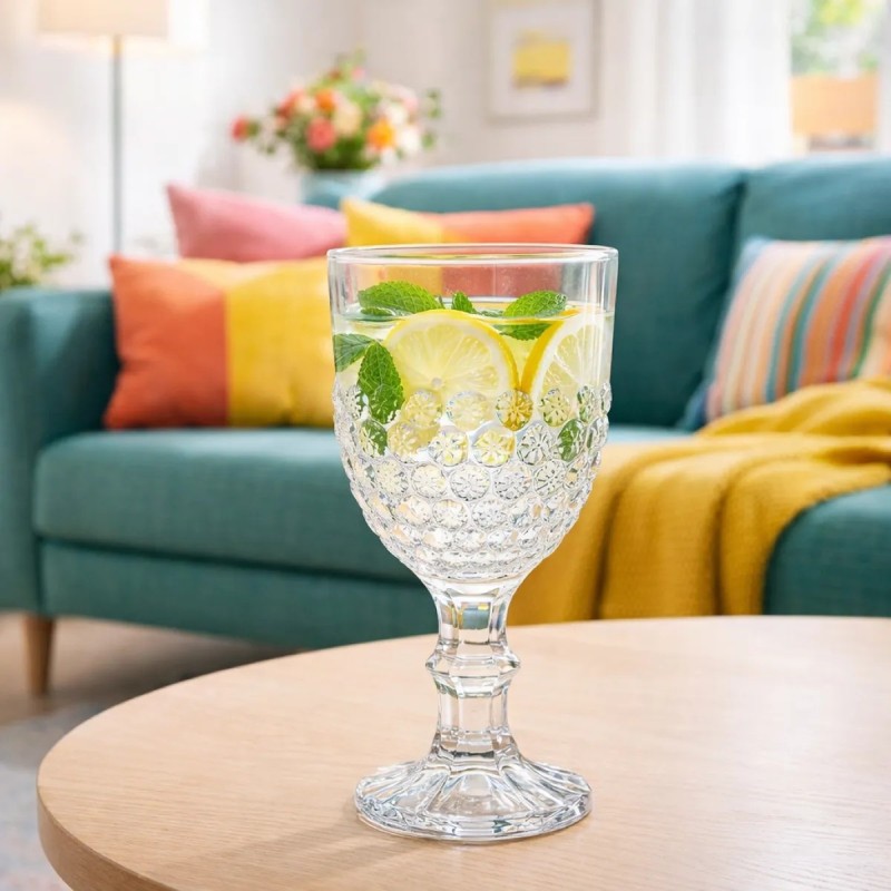 Szklanki kryształowe na stopce do napojów wody soku 340 ml zestaw 6 szt Altom Design Bloom