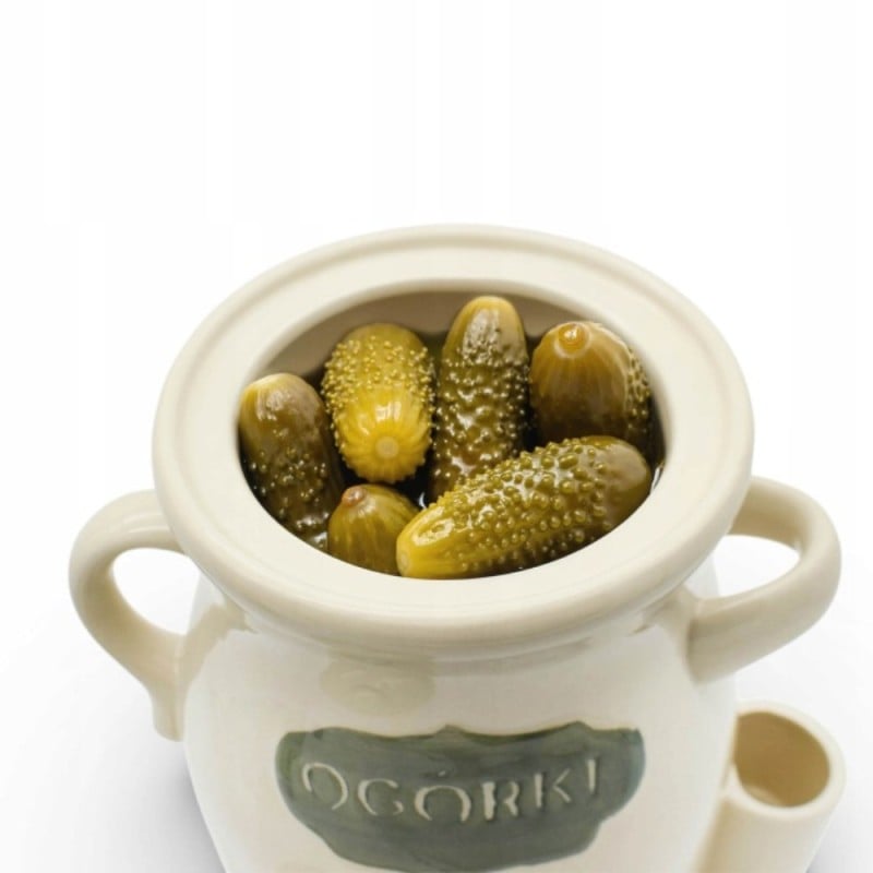 Beczka kamionkowa do ogórków 3.5l Bella Fiore w zestawie ze szczypcami kremowa