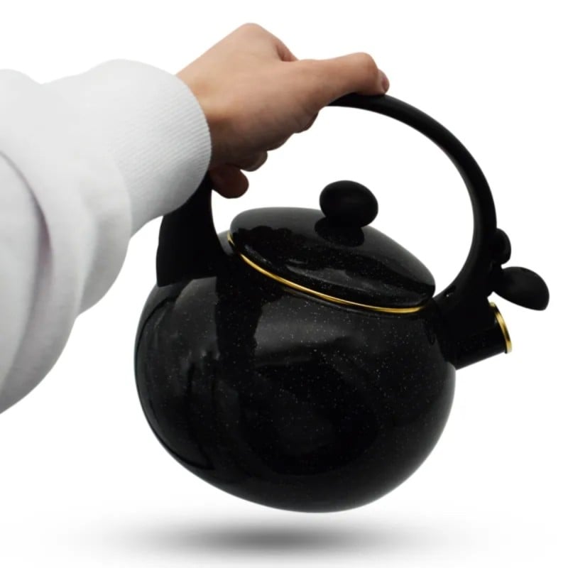 Czajnik tradycyjny z gwizdkiem emaliowany 2.2 L czarny sky Meyerhoff