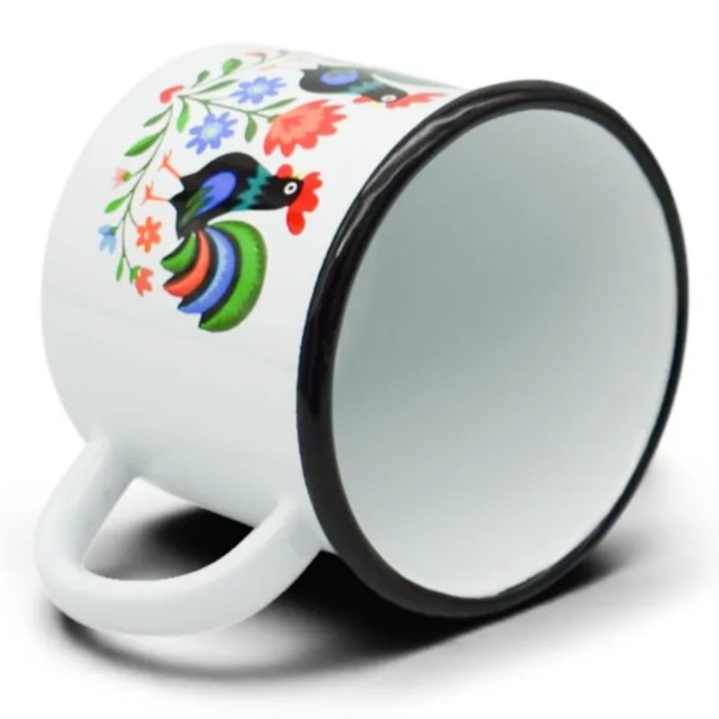 Kubek emaliowany 1200 ml do kawy herbaty biały stal retro Tragar