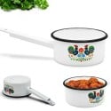Rondel tradycyjny emaliowany 16 cm z uchwytem stalowy biały Folk 1,5 l Tragar