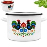 Garnek tradycyjny emaliowany 22 cm z uchwytami stalowy biały Folk 6L Tragar