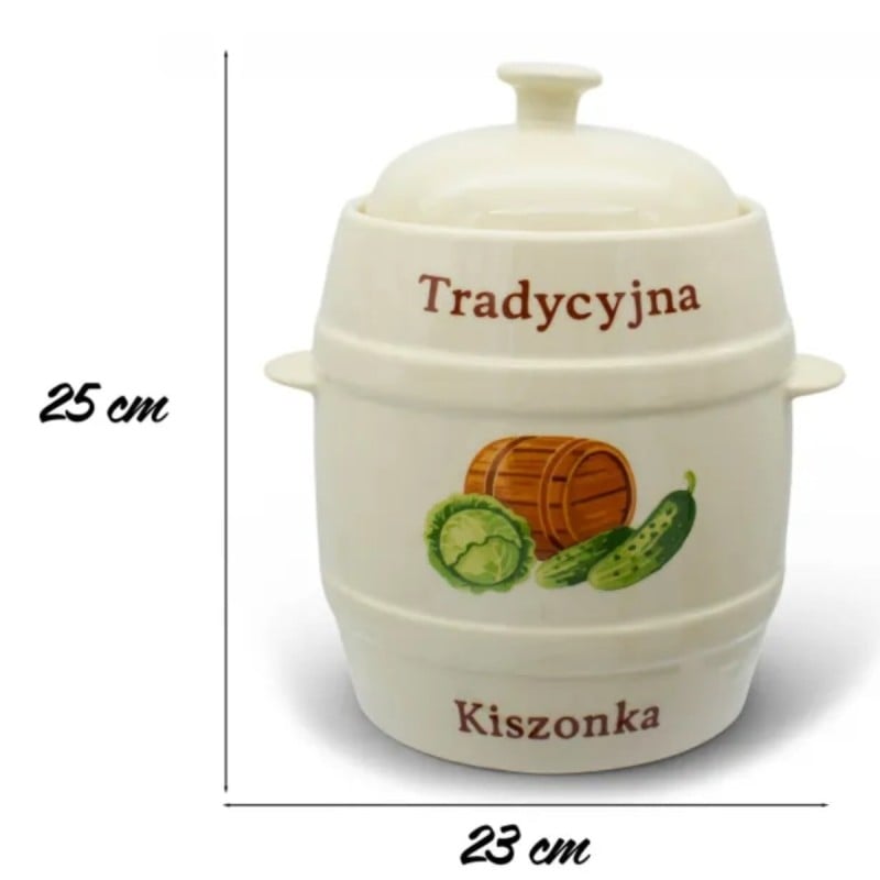 Beczka kamionkowa 4 litry hermetyczna do kiszenia ogórków kapusty kremowa słoje Bella Fiore Tragar