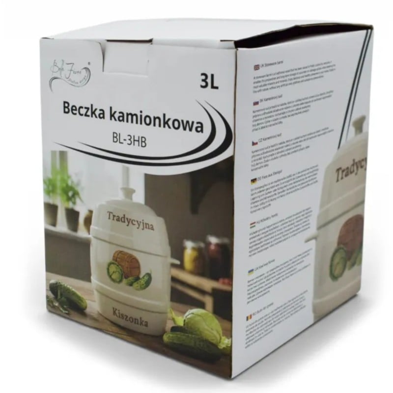 Beczka kamionkowa 4 litry hermetyczna do kiszenia ogórków kapusty kremowa słoje Bella Fiore Tragar