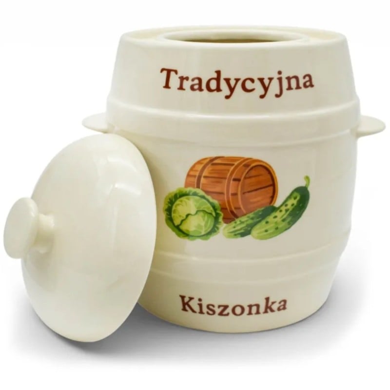 Beczka kamionkowa 6 litrów hermetyczna do kiszenia ogórków kapusty kremowa słoje Bella Fiore