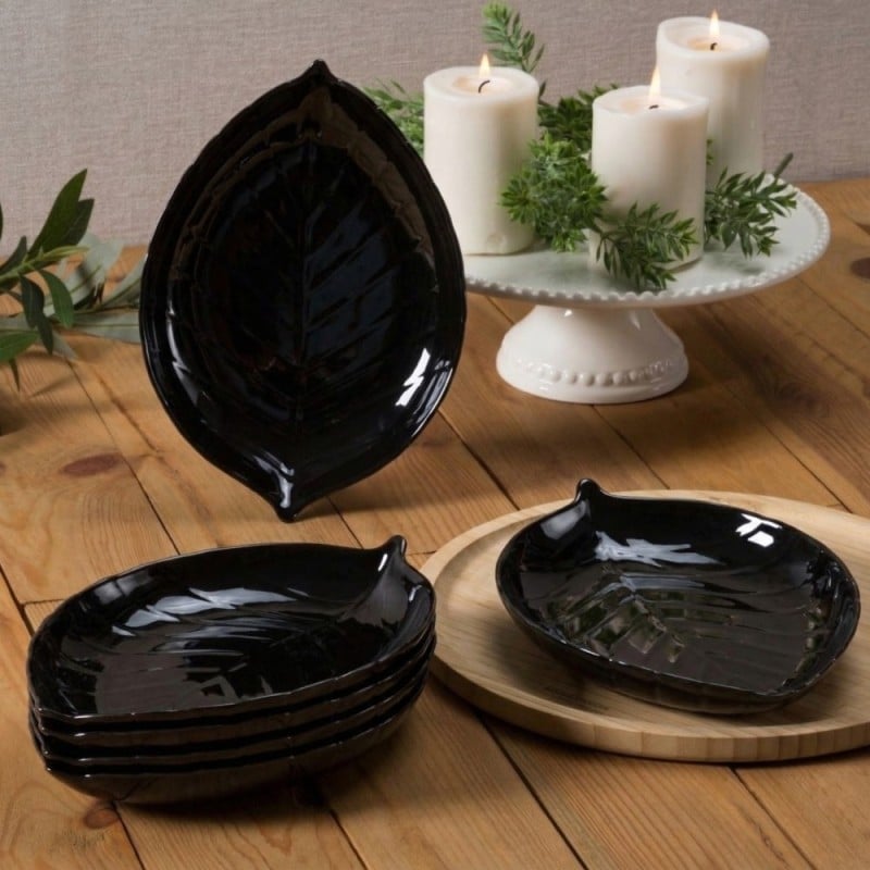 Serwis obiadowy 18 elementów Nocturn Black szklane talerze zestaw talerzy dla 6 osób czarne